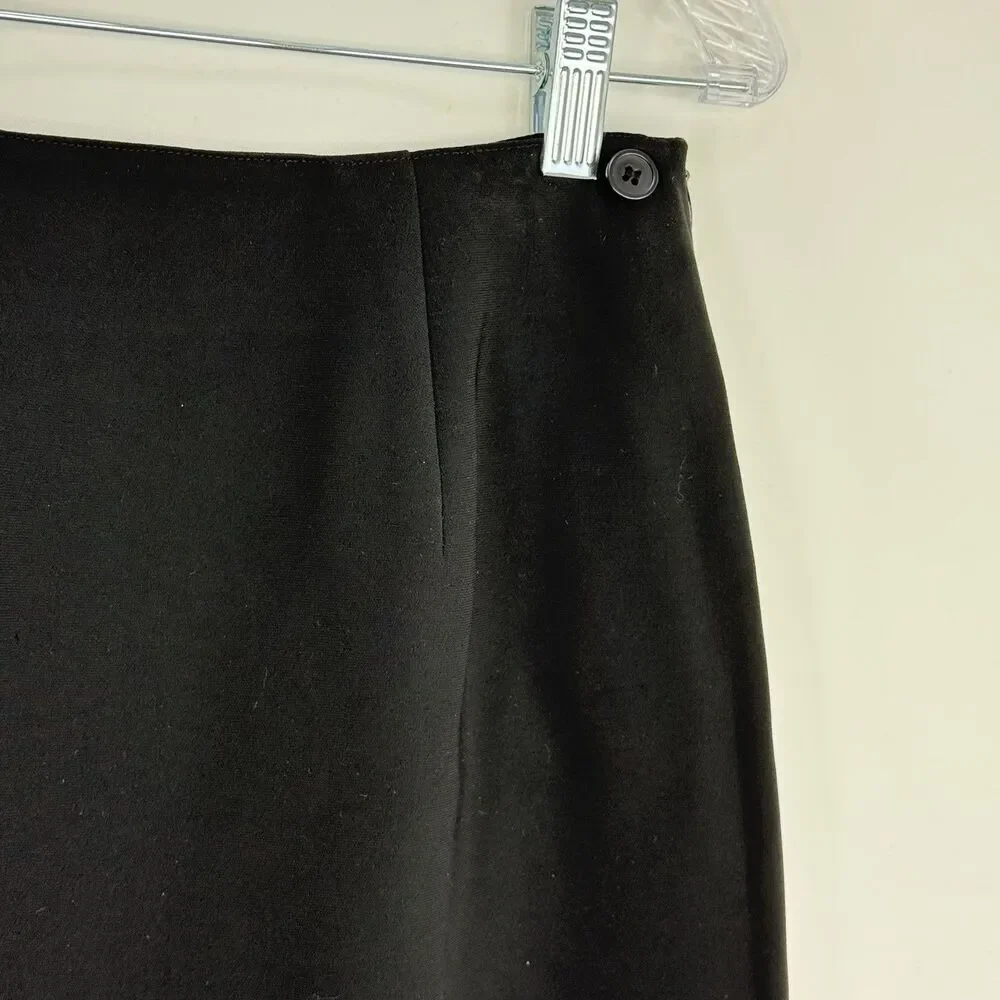 Jones New York Vintage Triacetate Pencil Straight Slit Career Skirt Size 8 Black